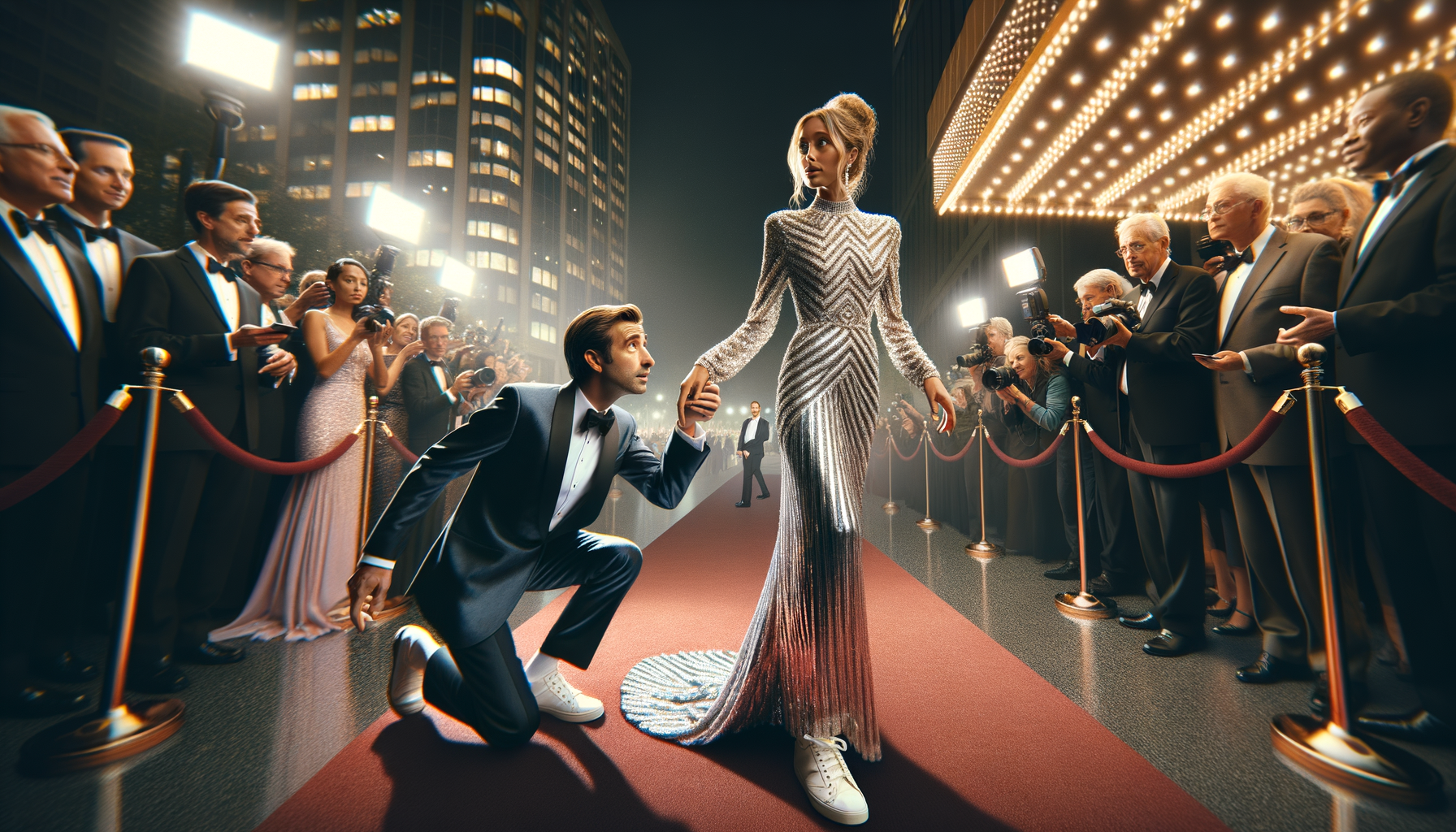 Kim Kardashian tropieza con su vestido y casi se cae cuando Pete Davidson asiste a su cena de WHCA