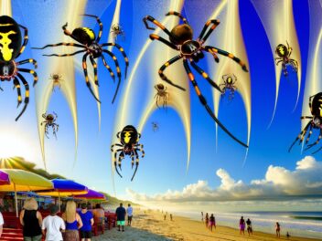 Arañas gigantes saltando en paracaídas por la costa este