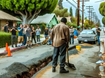 Arnold Schwarzenegger arregló una trinchera de servicios públicos de Los Ángeles, no un bache: NPR